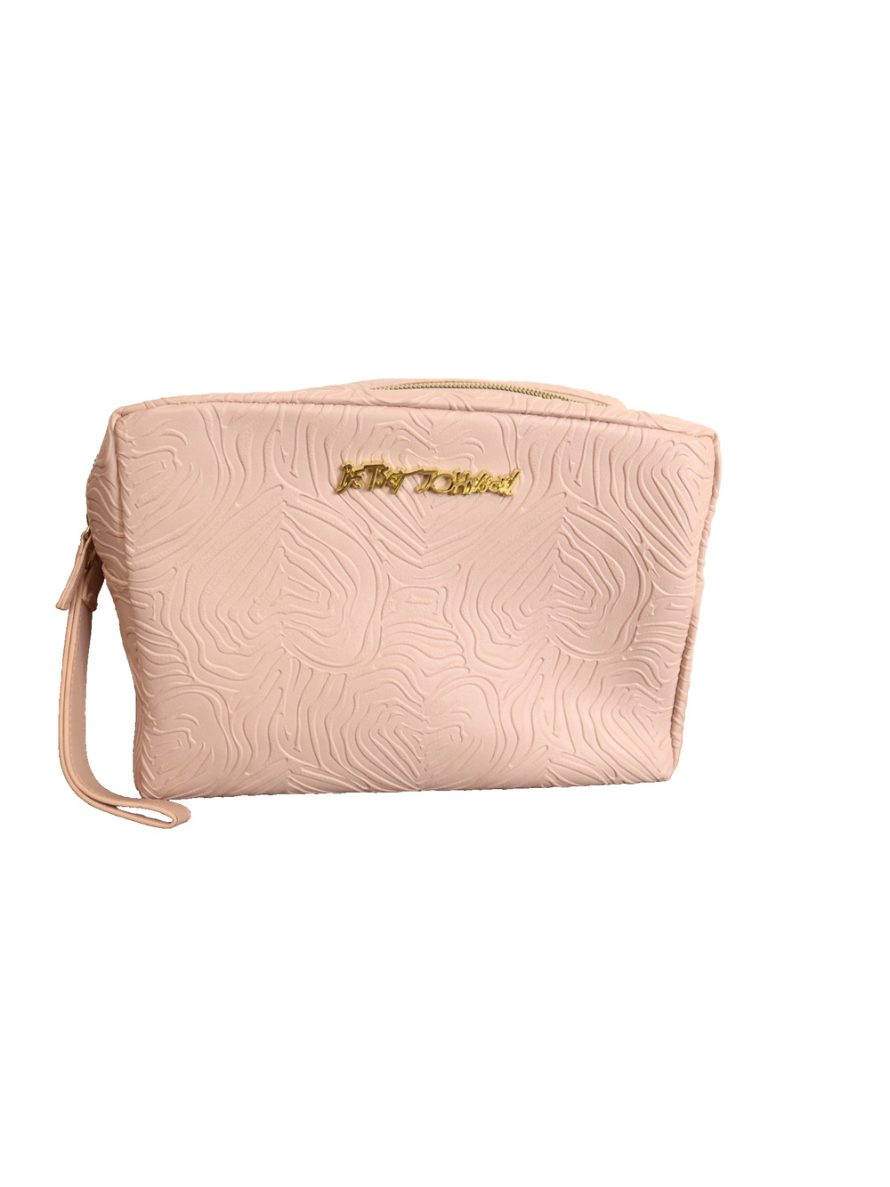 Betsey Johnson Pink Large Makeup Bag Double Zip Embossed (36)